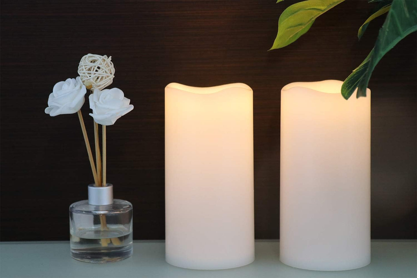 GenSwin Waterproof Outdoor Flameless Candles with Remote Timer, Battery Operated Large Flickering LED Pillar Candles
