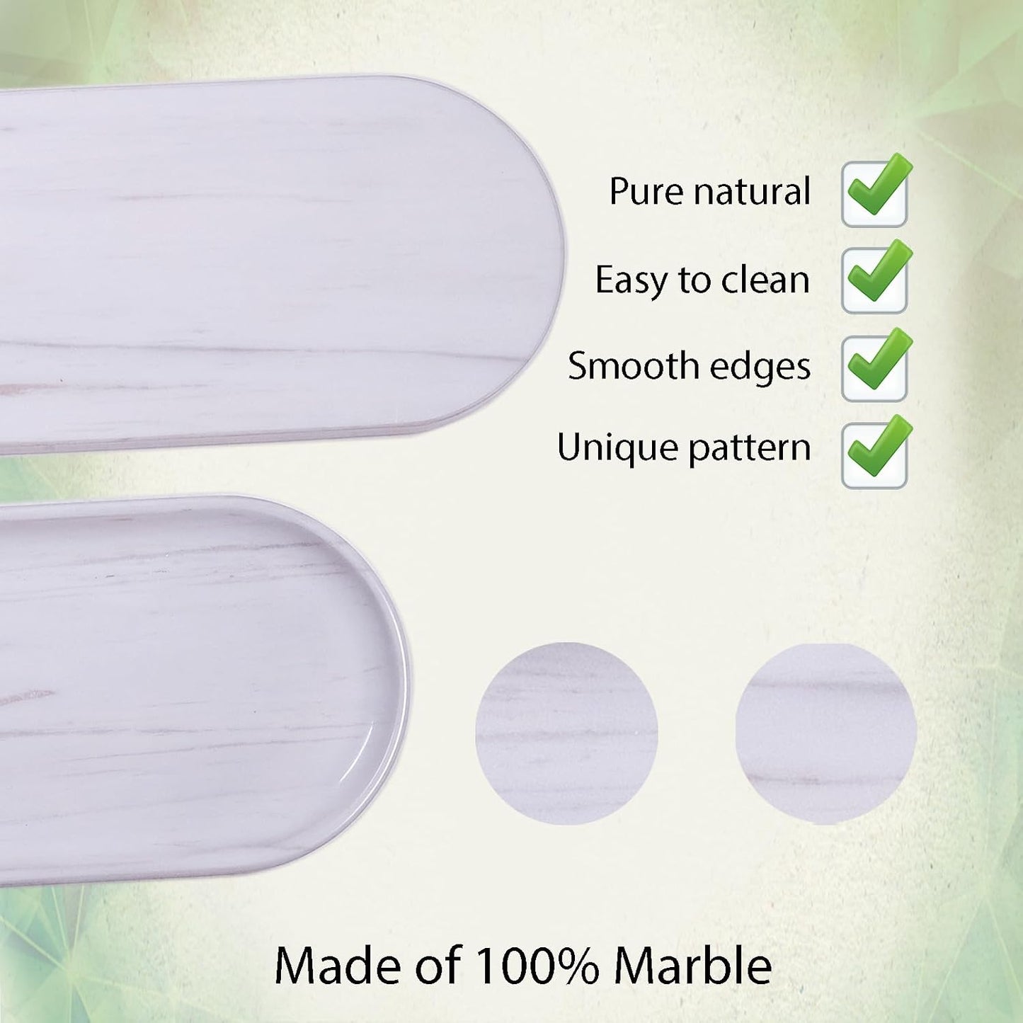 Marble Tray / Oval Stone Tray / Star White / 9.8 x 4.7 x 0.6