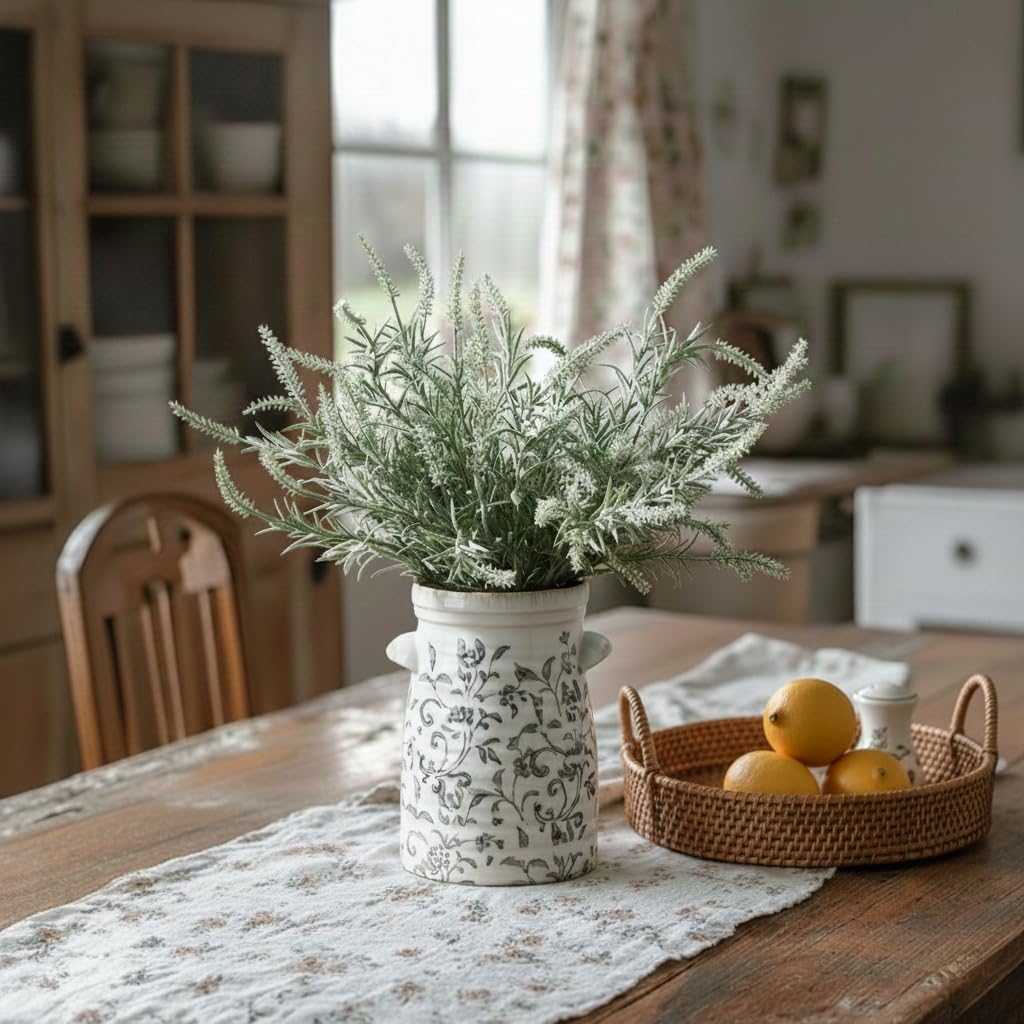 Rustic Farmhouse Vases / 17323l-gray and White / 8 Inch