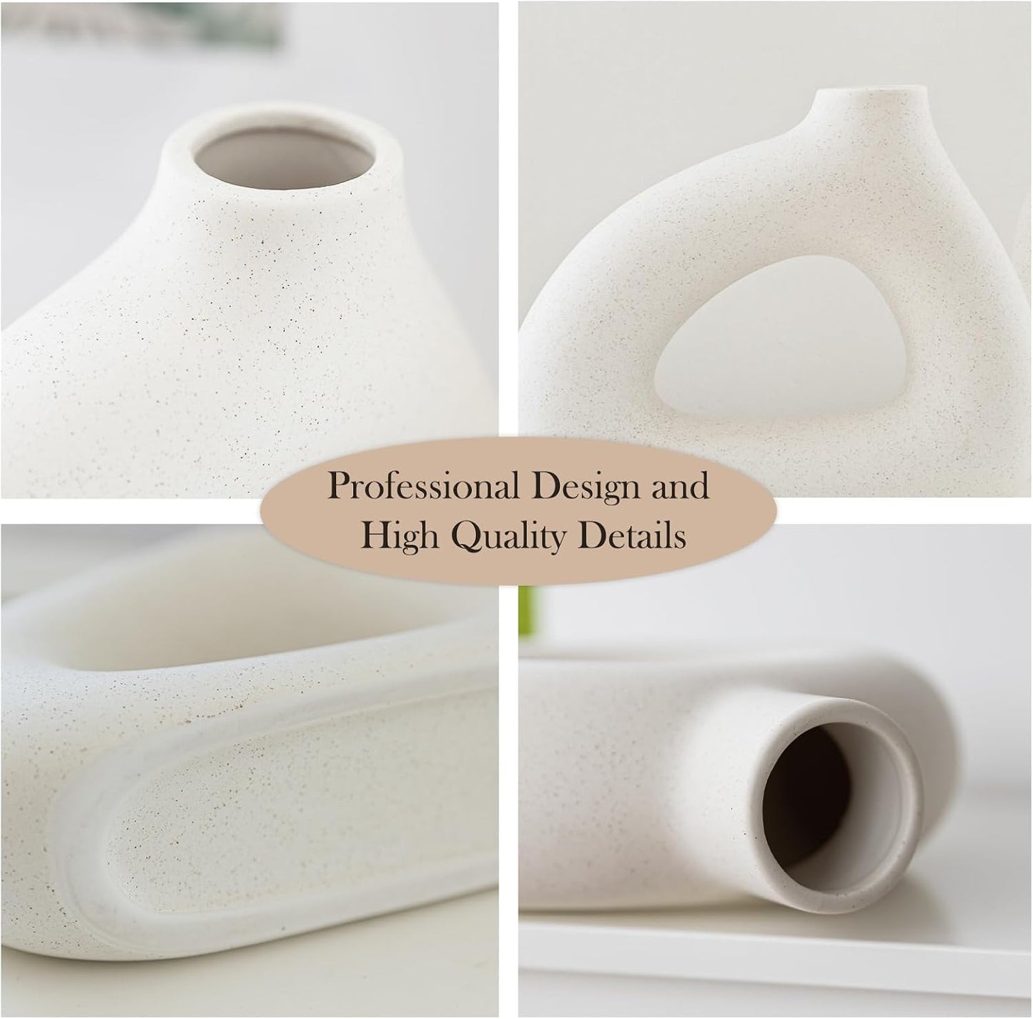 Ceramic Vase for Modern Home Decor / New Dount Vase / White / Set of 2