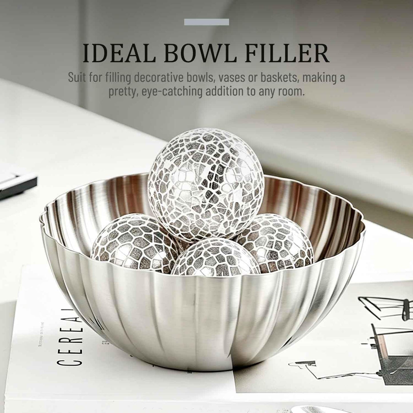 Vases Dining / in Decorative Orbs Glass Balls / Silver / 4 Inch / Set of 3