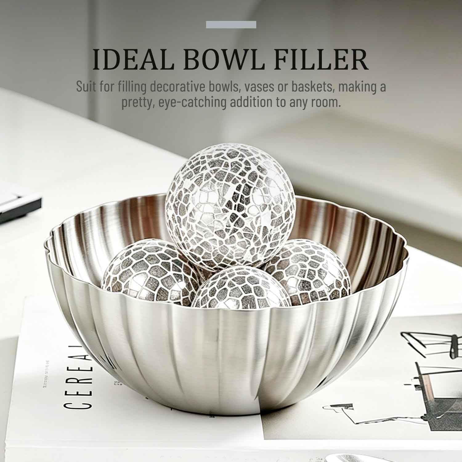 Vases Dining / in Decorative Orbs Glass Balls / Silver / 4 Inch / Set of 3