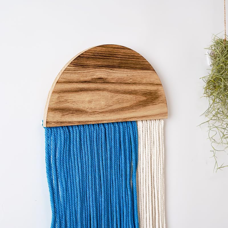Boho Woven Tapestry / Blue Semicircle