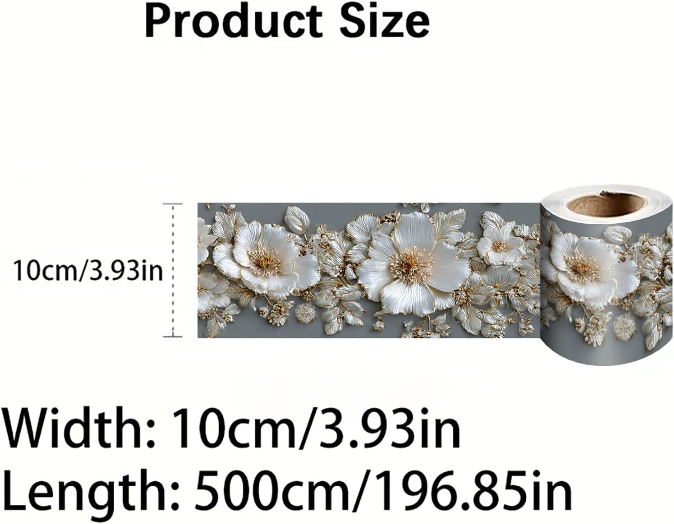 Wallpaper Border Peel and Stick Wall Border Elegant White Pattern Removable / Pearl / Gray / 196 x 4