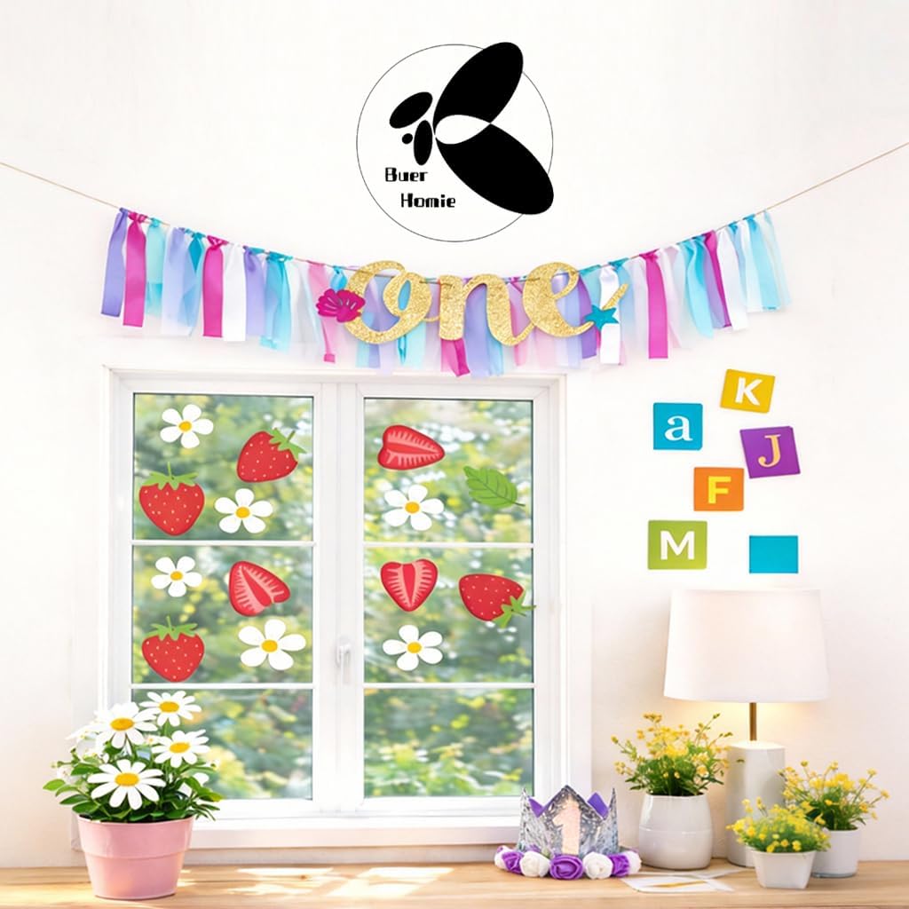 Strawberry and Flower Stickers / L / White
