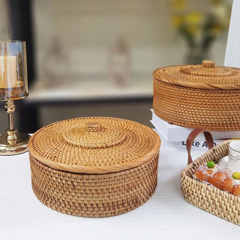 Rattan Basket / Rattan Storage Bin for Shlef or Table