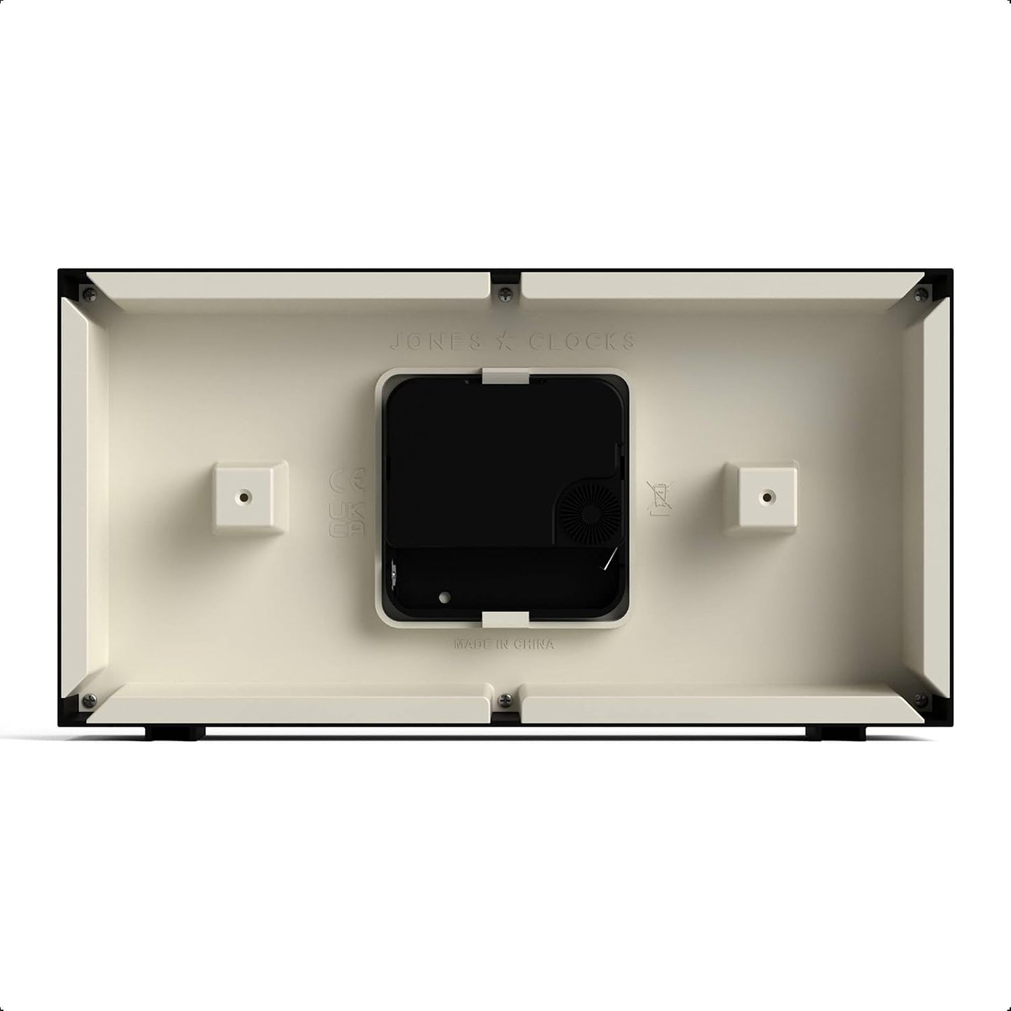 JONES CLOCKS® Odeon Desk Clock | Modern Rectangular Design | Black | Stylish Retro Look for Shelf, Table, Mantel or