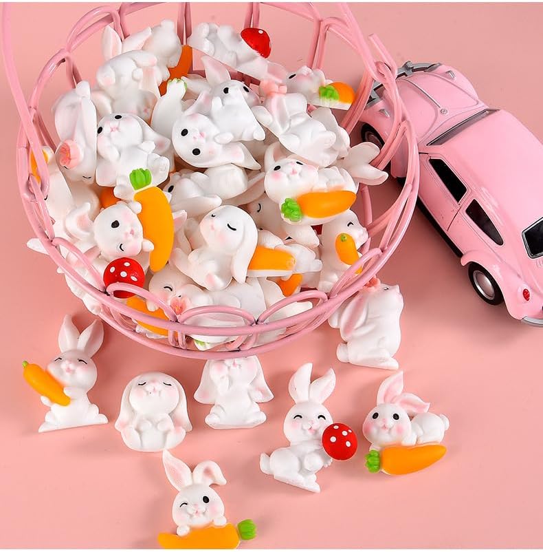 Easter Mini Bunny Decorations, Resin Rabbit with Carrot Vase Fillers, 50 Pieces, 1.57x1.2 inches,for Centerpieces Table Decorations,Table Scatters (Orange)