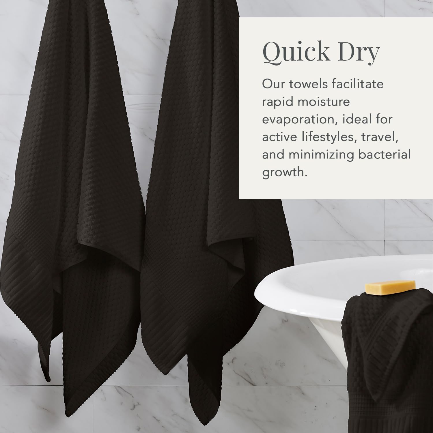 NY Loft 100% Cotton 2-Pack Oversized Bath Towel Set | Black | Quick-Dry | Two Oversized 35" x 70" Bath Towels / Bath