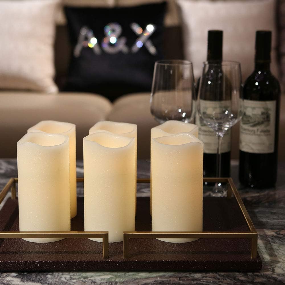 H-BLOSSOM Flickering Flameless Candles Battery Operated Real Wax Pillar Candles LED Candles with Cycling 5H Timer Pack