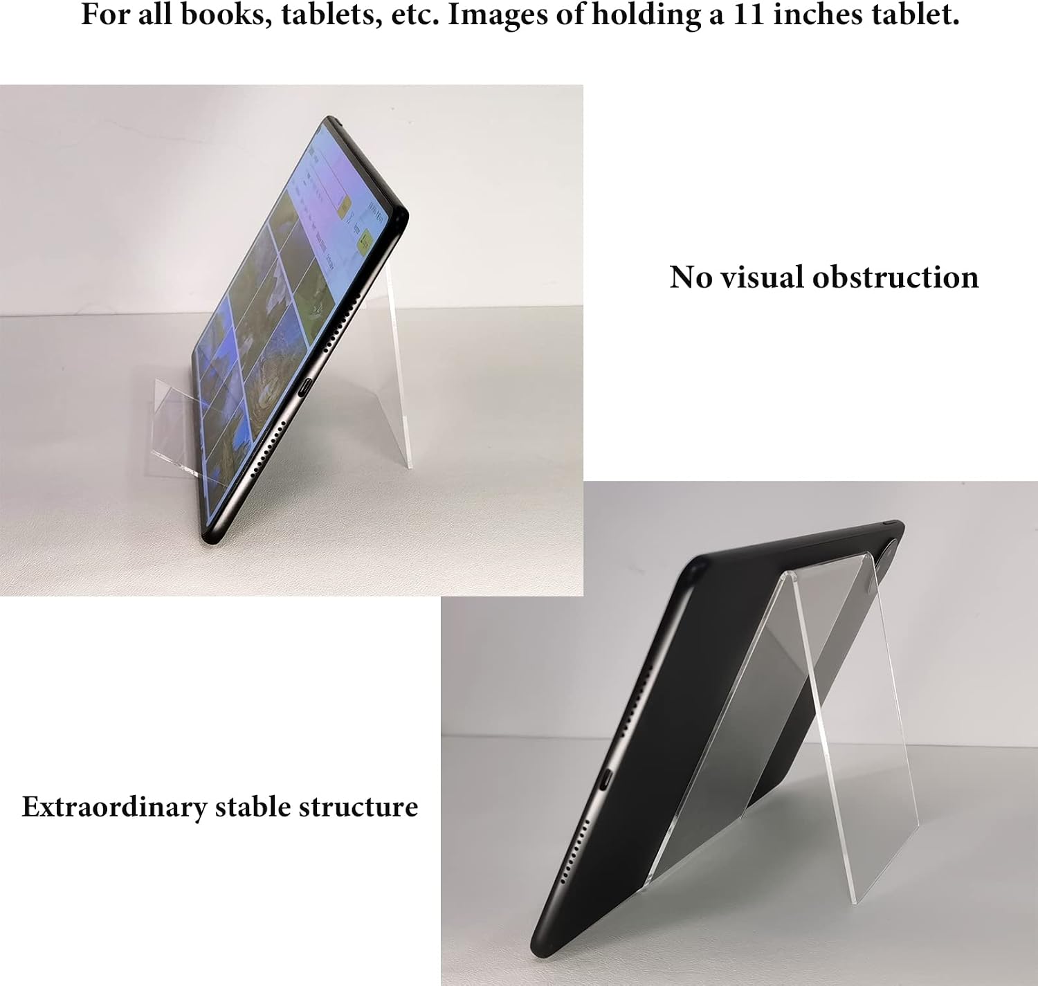 6‘’ x 4‘’ Acrylic Book Display Stand Easel Without Ledge Tablet Holder / Clear / Set of 10