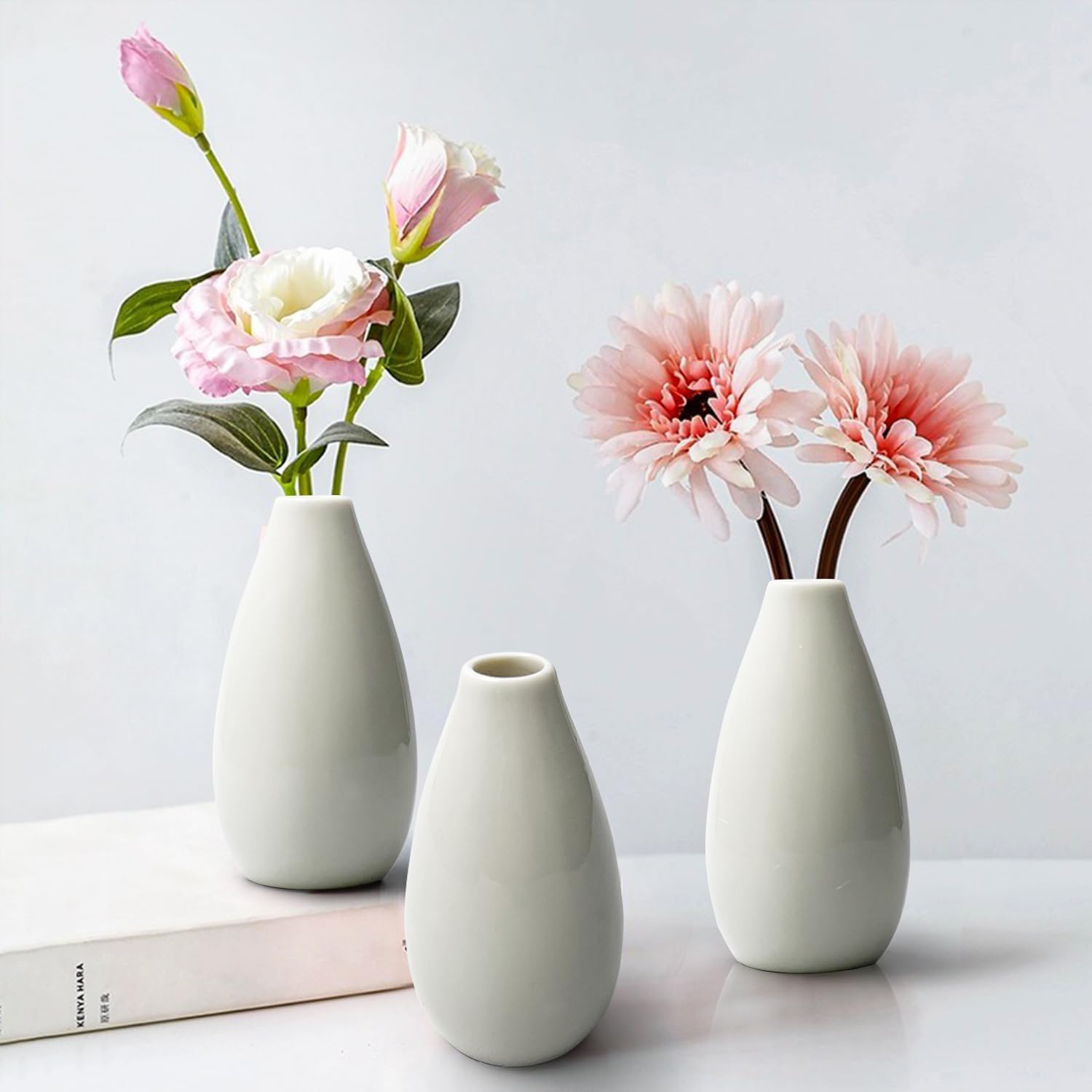 Modern Small Flower Vases / White - Style 11 / Set of 8