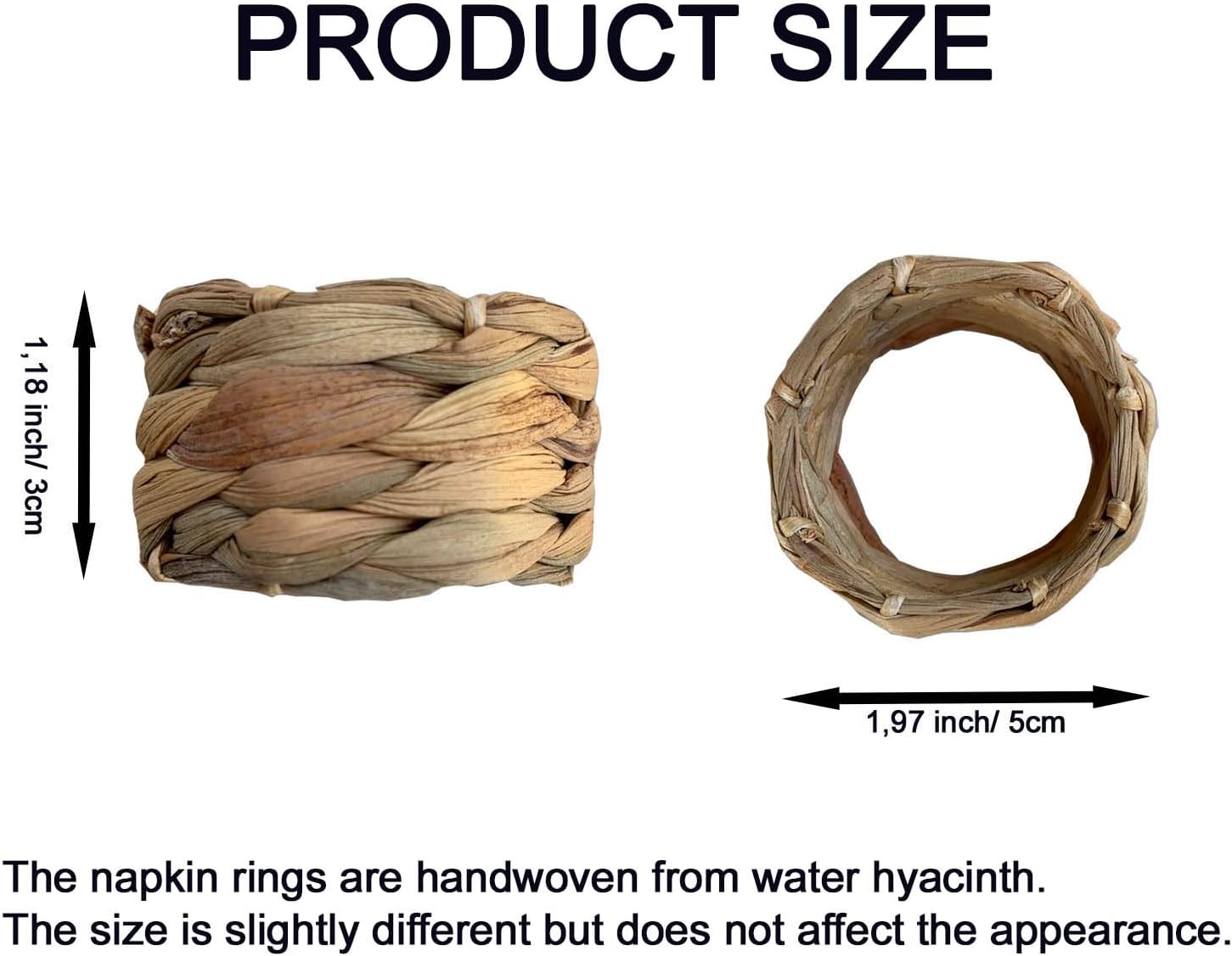 Rustic Boho Wicker Napkin Holders / Water Hyacinth / Natural / Set of 24