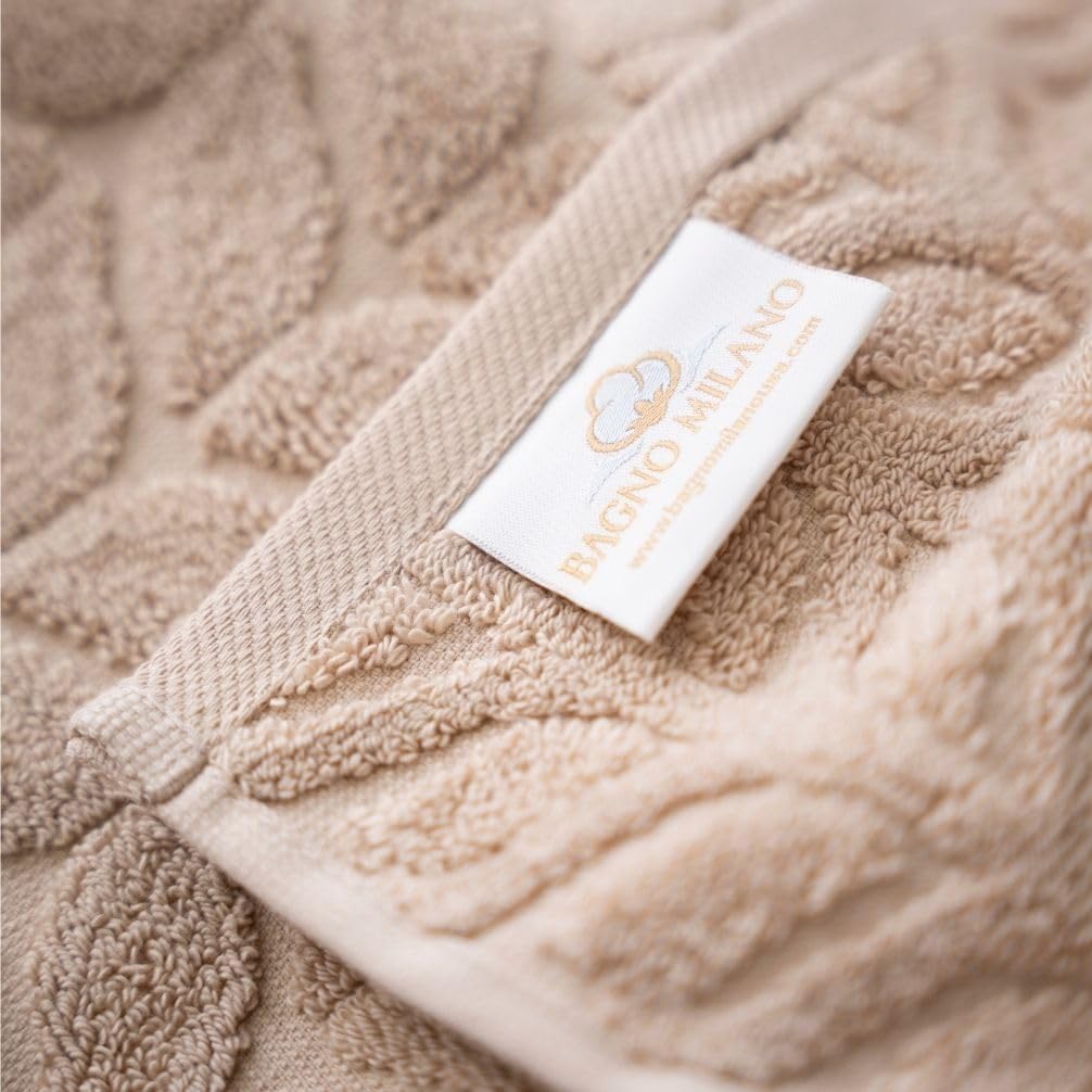 BAGNO MILANO Turkish Cotton Bath Towels, Hand Towels - Soft Plush Jacquard Collection - Highly Absorbent Towel Set