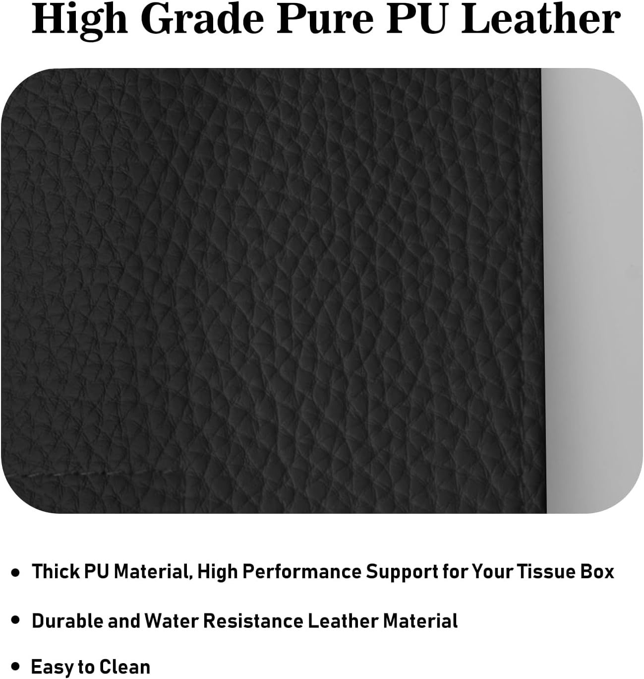 Tissue Box Cover Holder Square Tissue Cube Cover PU Leather Tissue Organizer / Black / Set of 2