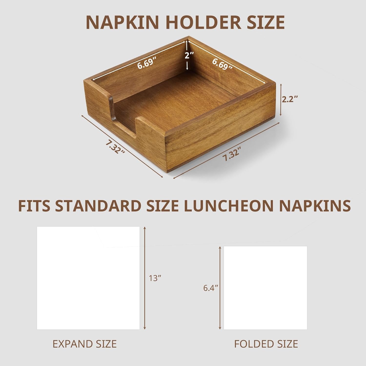 Wood Napkin Holder / Acacia / Square