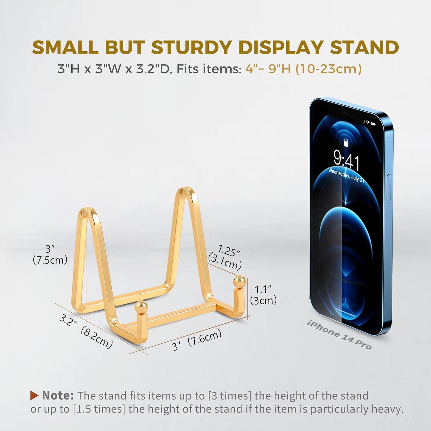 Metal Plate Stands for Display / 3 Inch-4 / Gold / 3 Inch