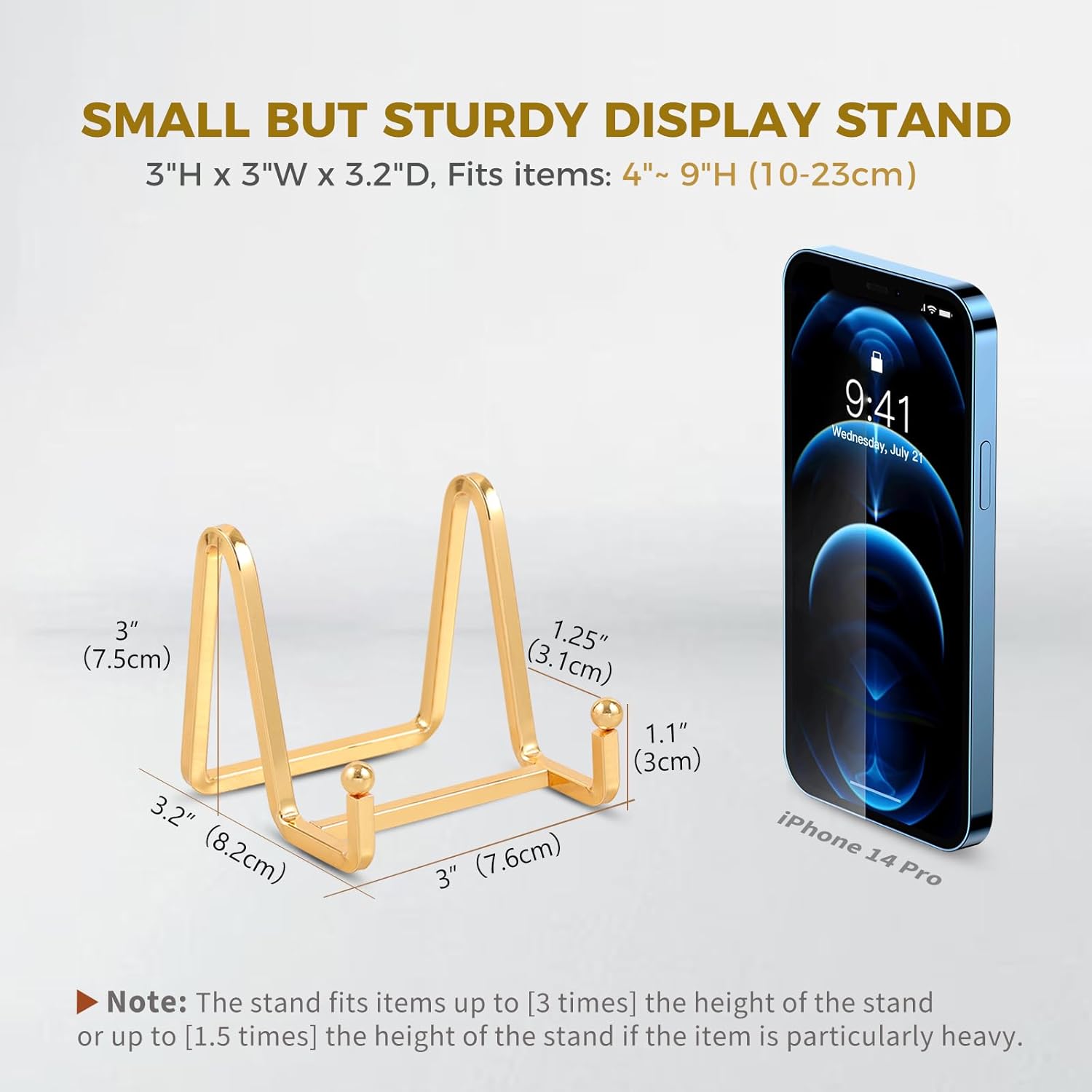Metal Plate Stands for Display / 3 Inch-4 / Gold / 3 Inch