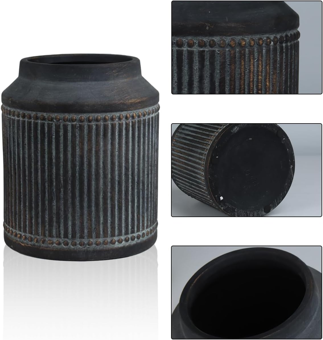 Ribbed Ceramic Vase / Brown / 7 Inch
