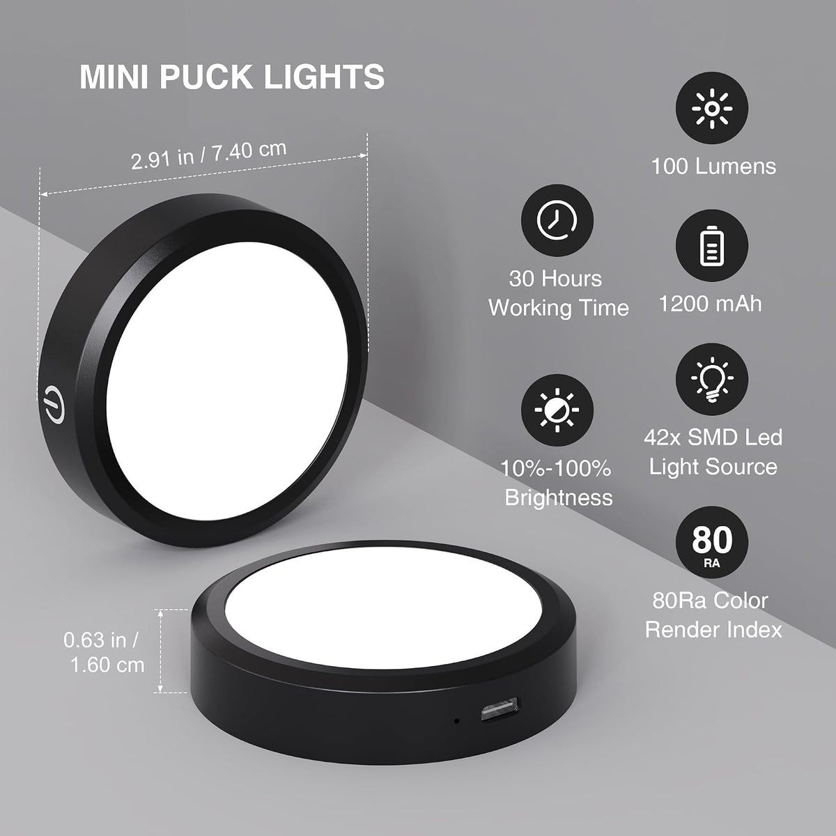 Puck Lights with Remote Control Rechargeable, Full-Screen Wireless LED Under Cabinet Lighting with Light Guide Plate,3