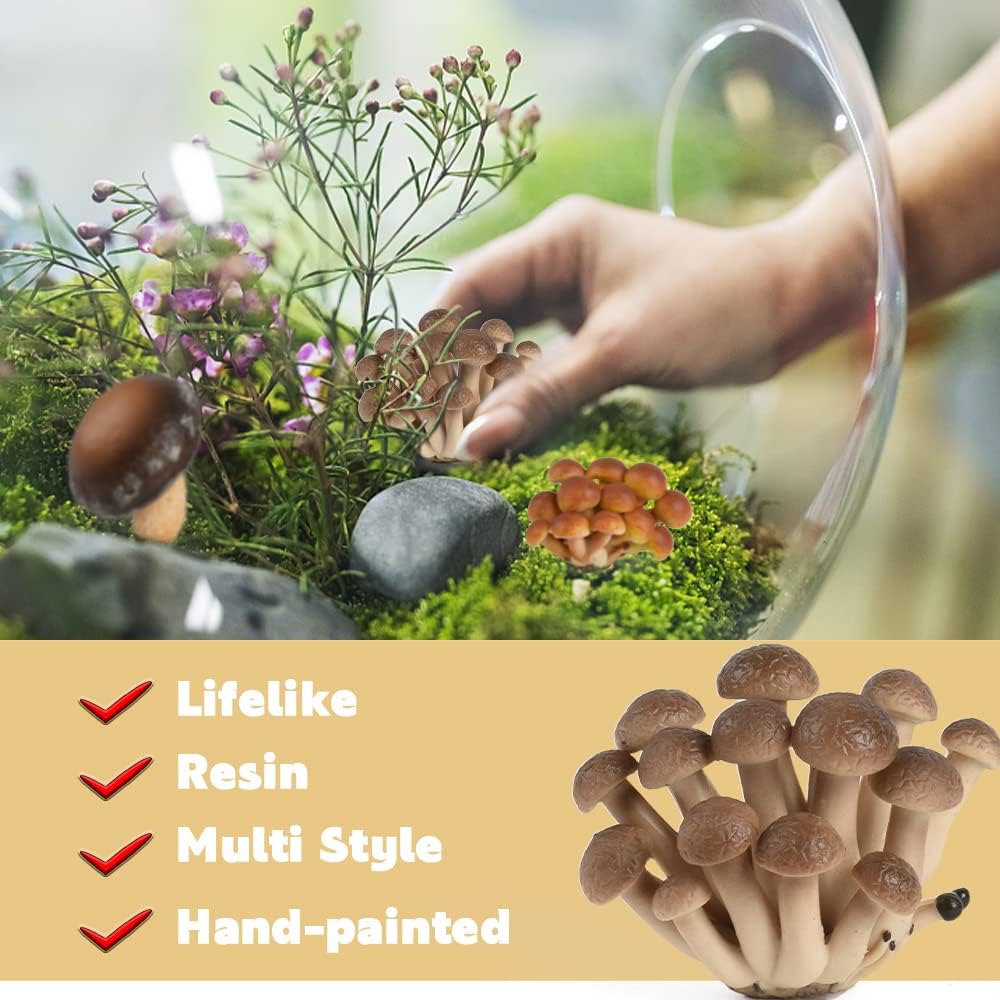 Miniature Mushroom Figurine / Natural / Set of 4