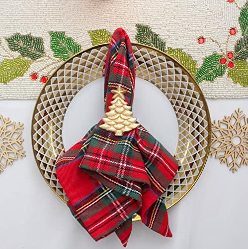 COTTON CRAFT Christmas Tartan Plaid Cloth Napkins - 12 Pack 100% Cotton