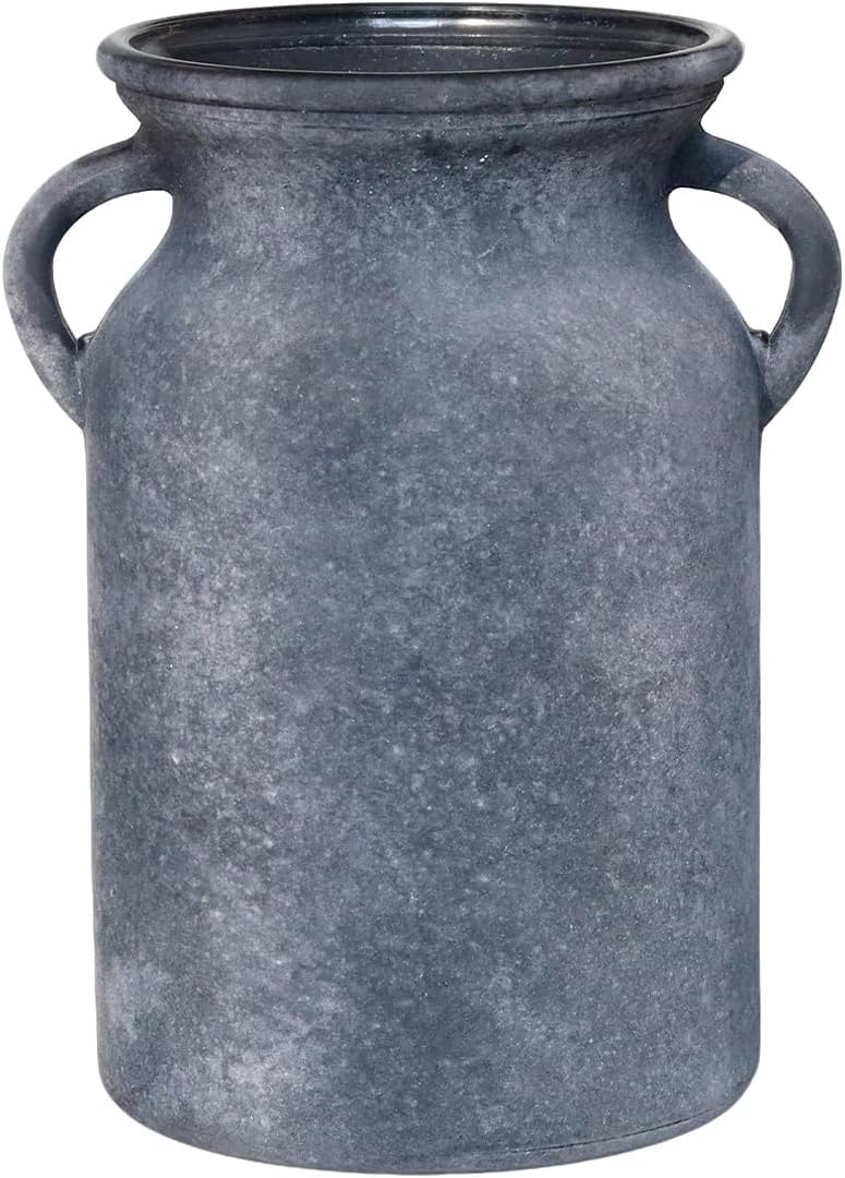 Glass Vase / Rustic Imitation Ceramic Flower Vase / Black / 8 Inch
