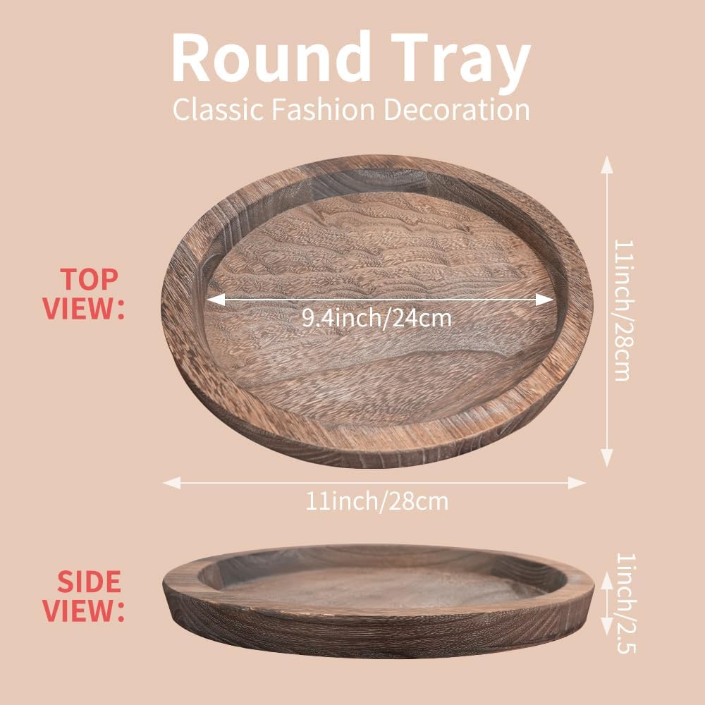Wooden Coffee Table Tray / Brown / Set of 2