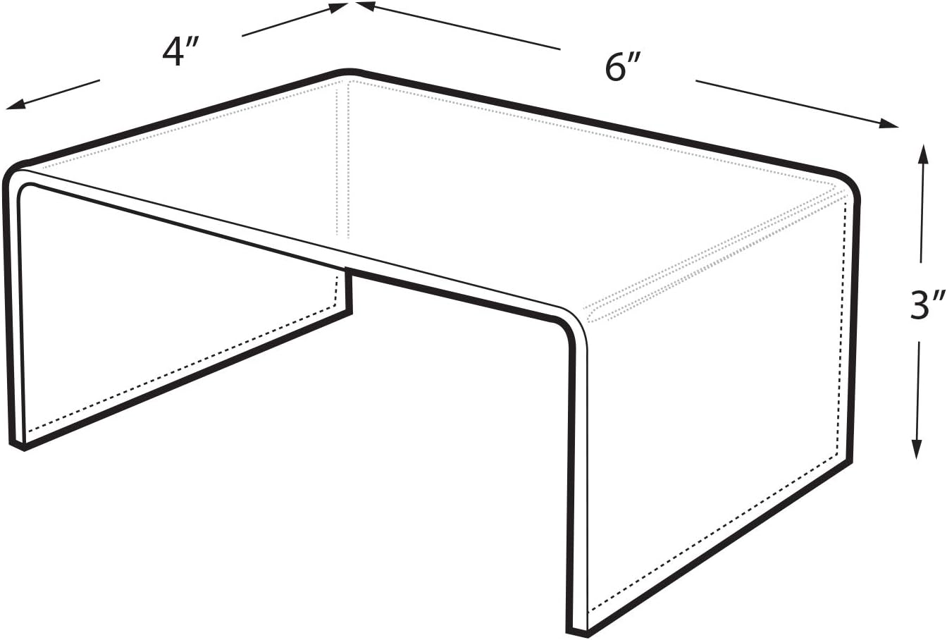 515334 4" W x 6" D x 3" H Acrylic Riser / 4 x 6 / Clear / Set of 4