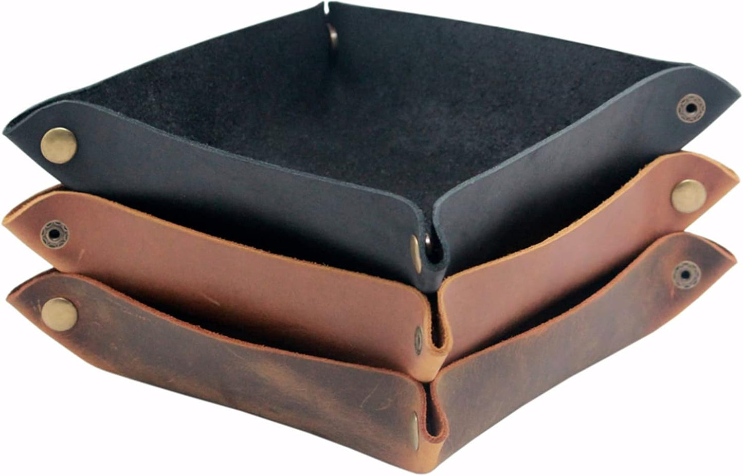 Valet Tray for Men / Crazy Horse Leather - Dark Brown