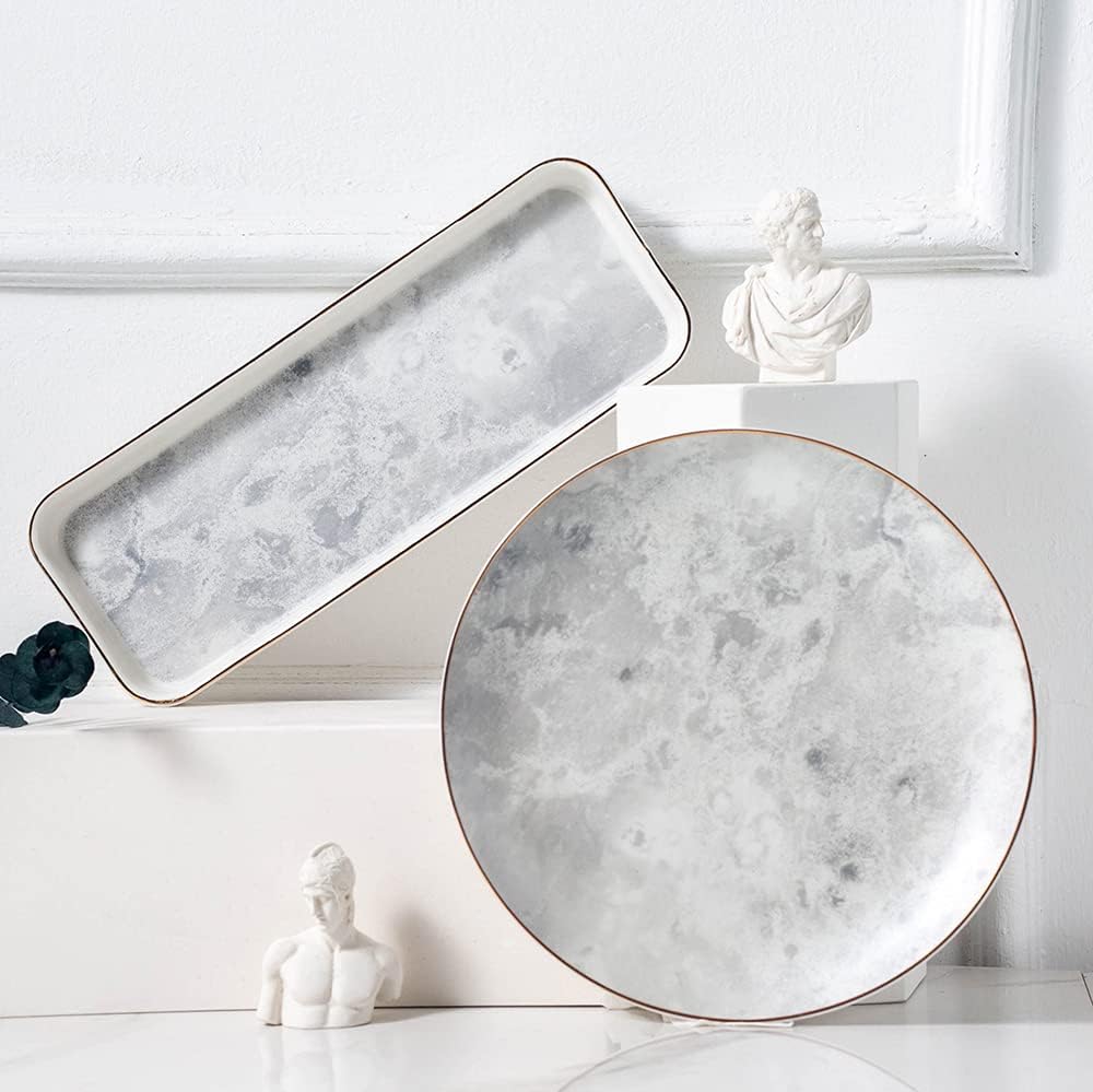 Chic Ceramic Marble Dessert Plate Cake Plate Jewelry Dish Ring Dish Cosmetics Organizer / Rectangle