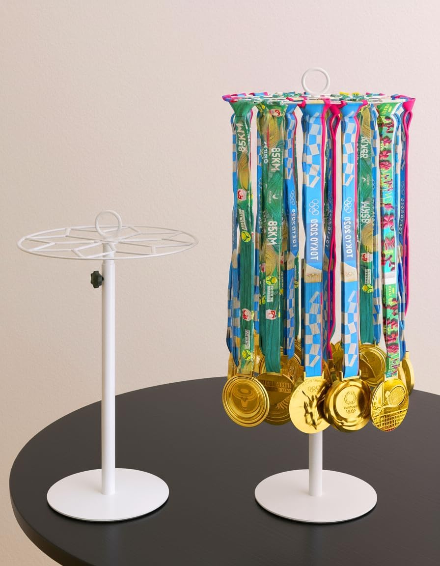 Rotatable Medal Hanger Display – Adjustable Medal Honor Display – Desktop Metal Medal Holder for Running, Sports