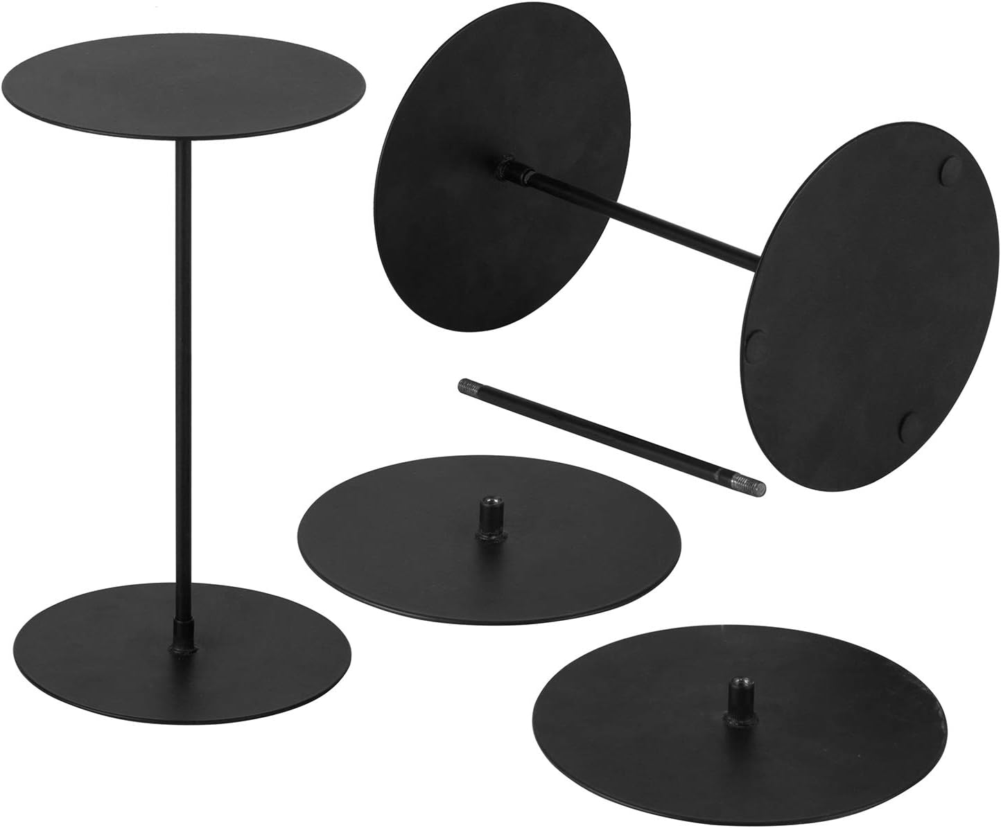 MyGift Decorative Black Metal Cupcake Stand, Tabletop Food Display Riser, Retail Showcase Pedestal Stand, Set of 3