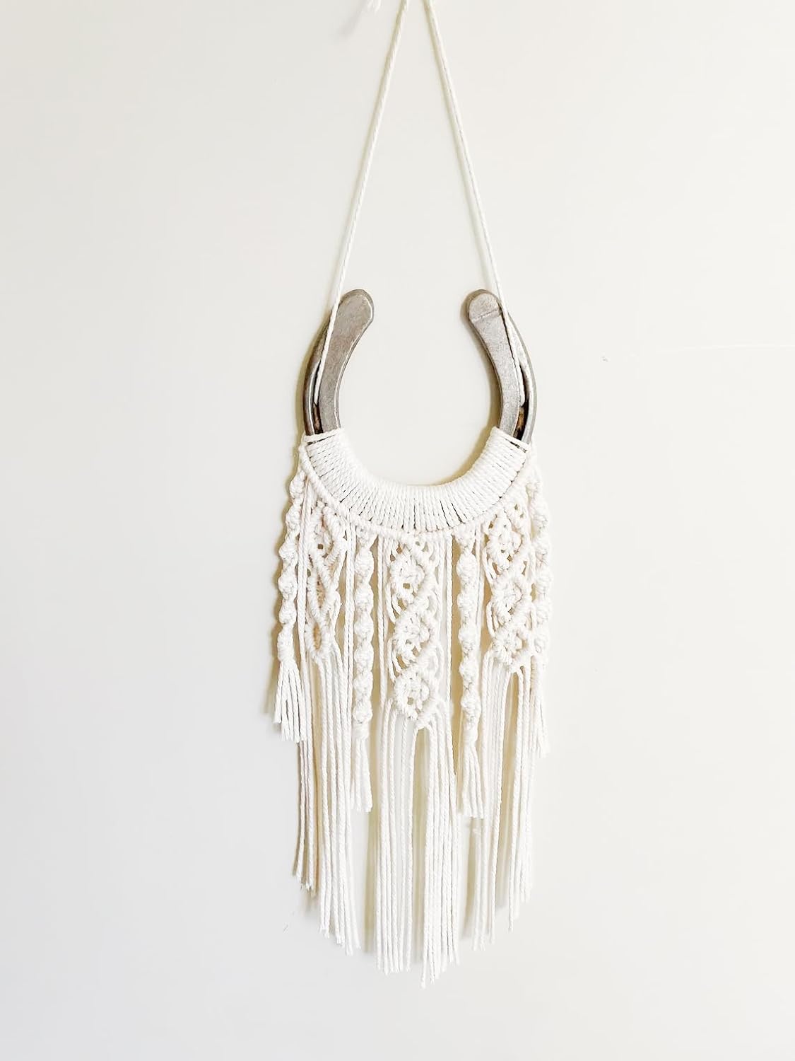 Equestrian Macrame Wall Hanging Equestrian wall art Handmade macrame decor / White