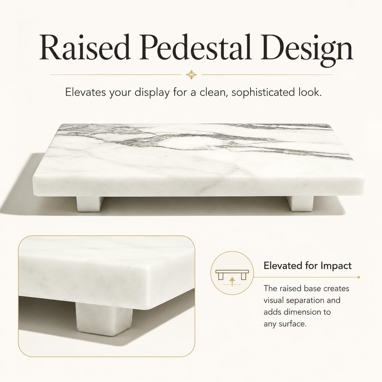 Candle / Natural Marble Pedestal Stand / White / 9.84 Inch