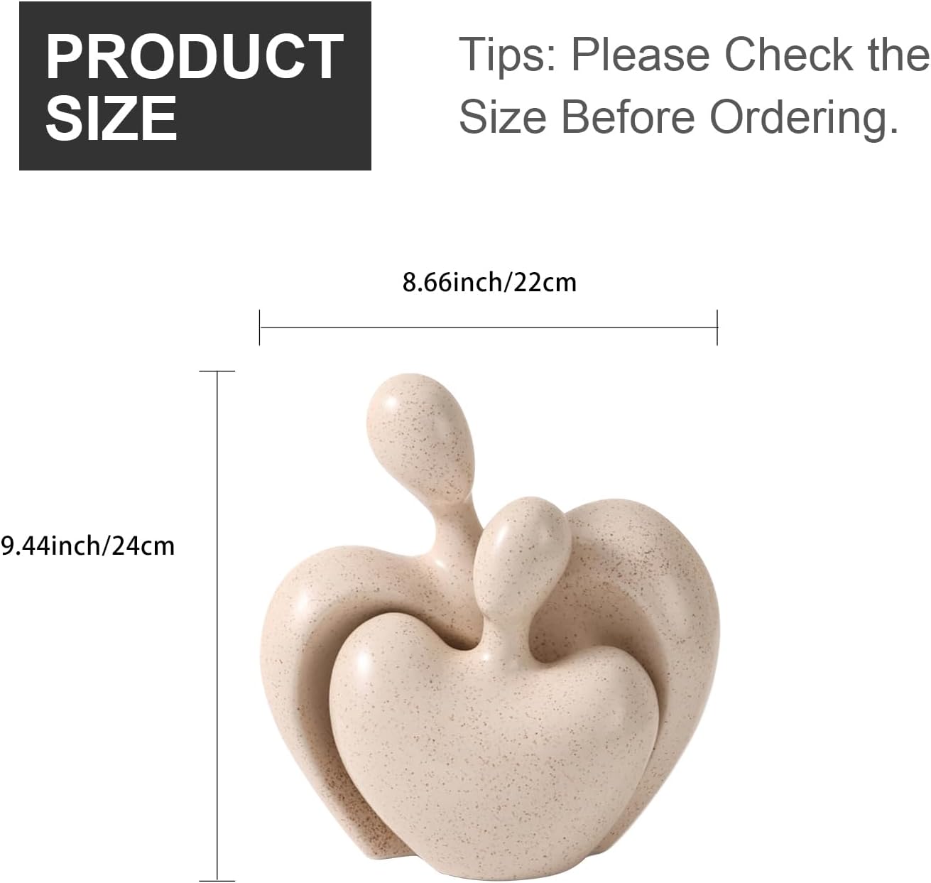 Ceramic Couple Statues Home Decor Aesthetic Abstract Sculpture Modern Decorative Statue / Beige