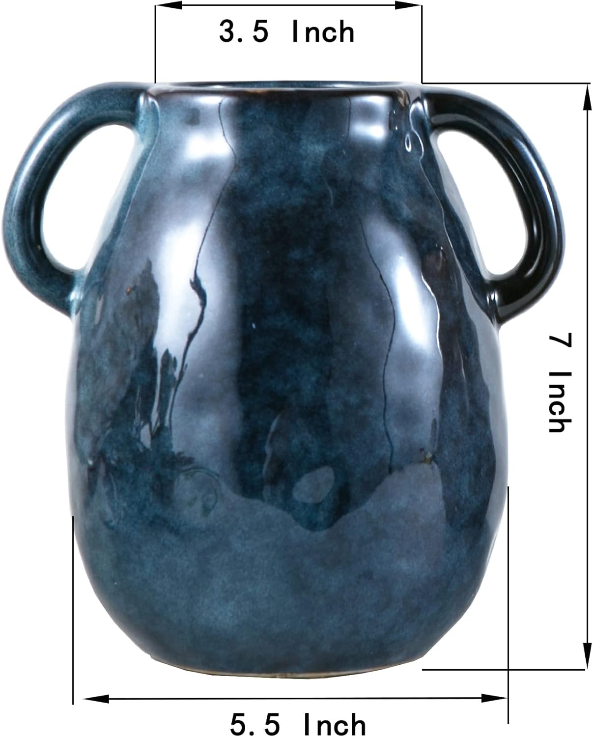Blue Ceramic Vase / Double Handle - Blue