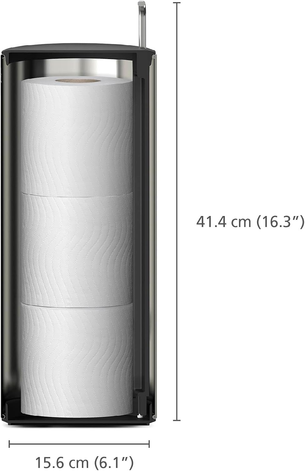 Joseph Joseph EasyStore Luxe Stainless Steel Concealed Toilet Paper Holder Stand Storage with Lid, Hods up to 3 Rolls