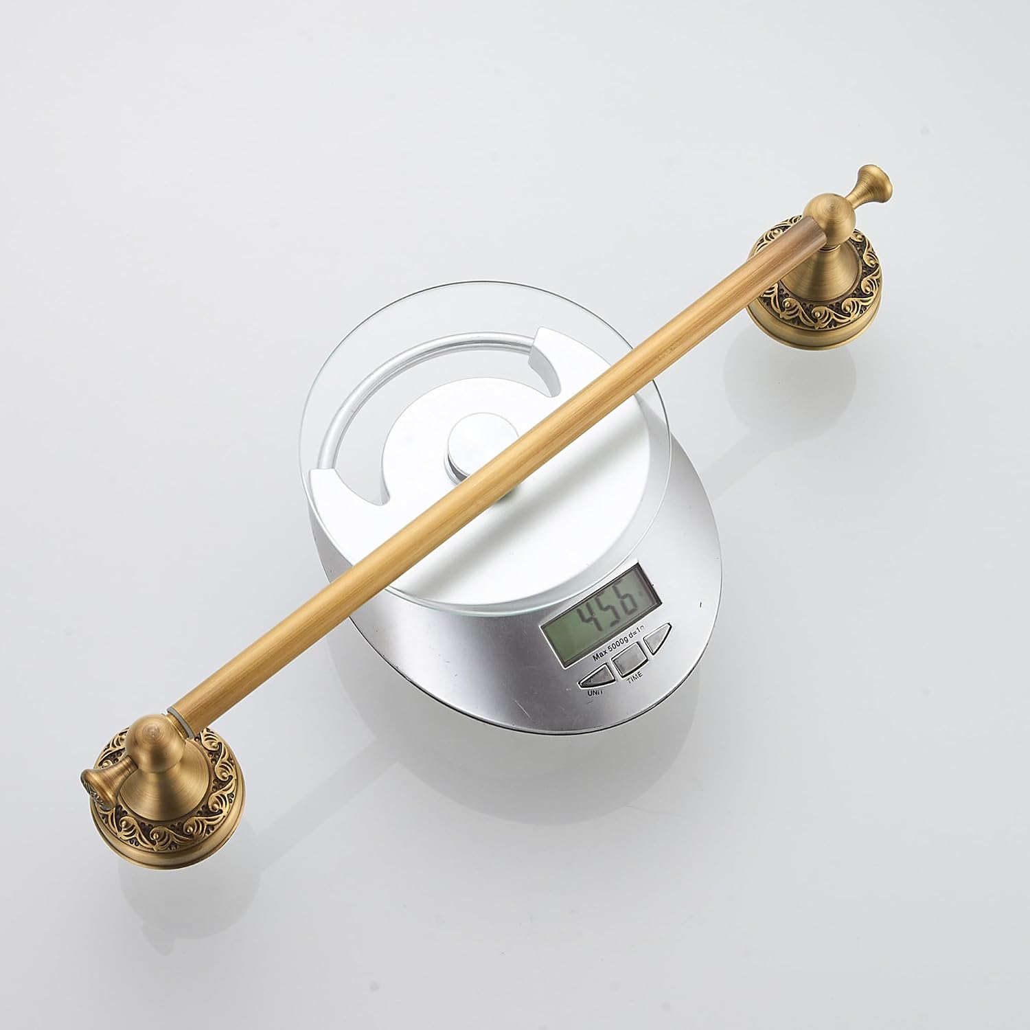 Wall Mounted Bathroom Towel Rack, Towel Bar Adjustable 15.5 to 27.5 Inch Antique Brass Pattern Carving,Brushed Bronze