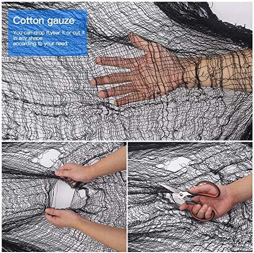 Halloween Creepy Cloth Giant (80 x 400 in.) Scary Gauze Cloth Spooky Halloween Decorations Party Supplies Decor Outdoor Yard Home Wall Haunted House Doorways Patio Garden Black
