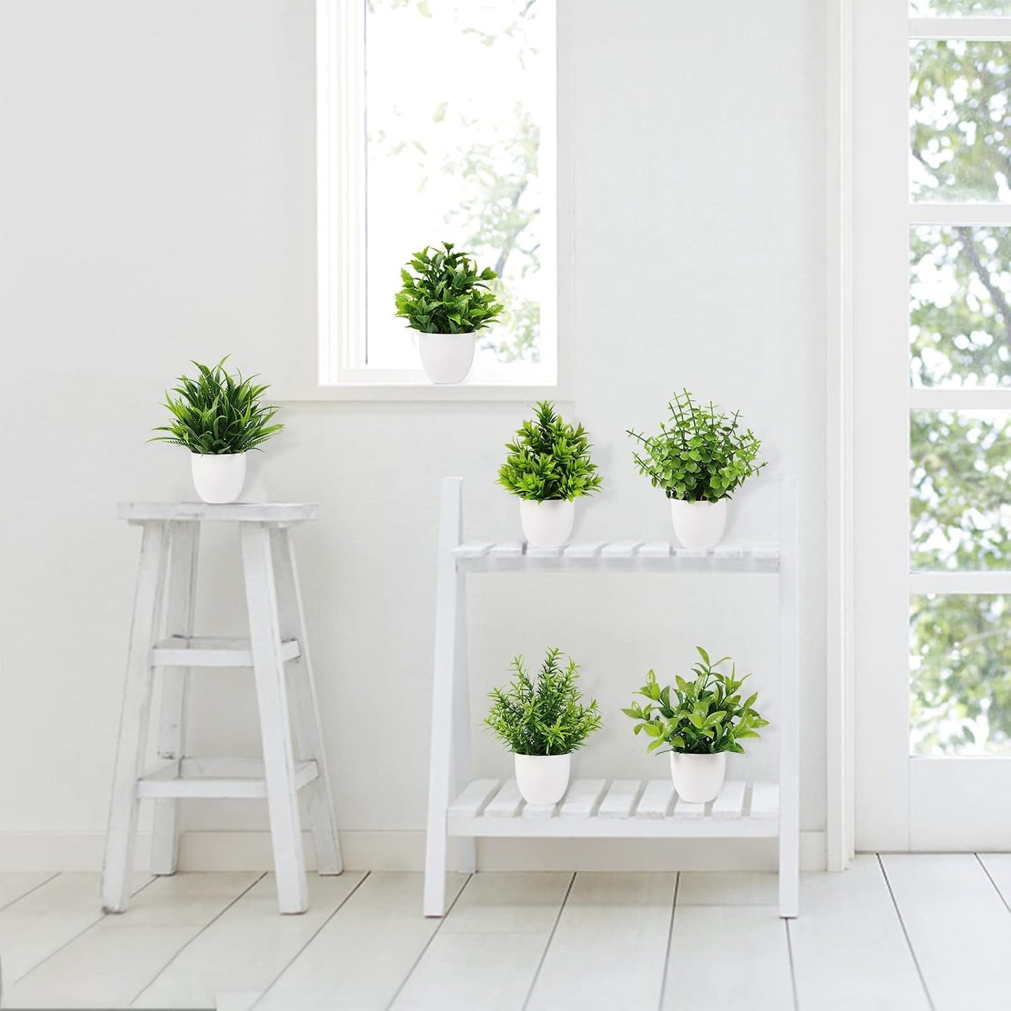 Artificial Plant Small Fake Plant Greenery Potted Plant Indoor Faux Plant Houes / Green / Set of 6