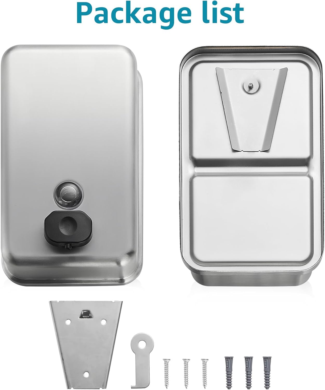 Commercial Wall Mount Soap Dispenser - Stainless Steel Bathroom Hand Soap 38.8oz Liquid - Anti-Leak Pump and Large