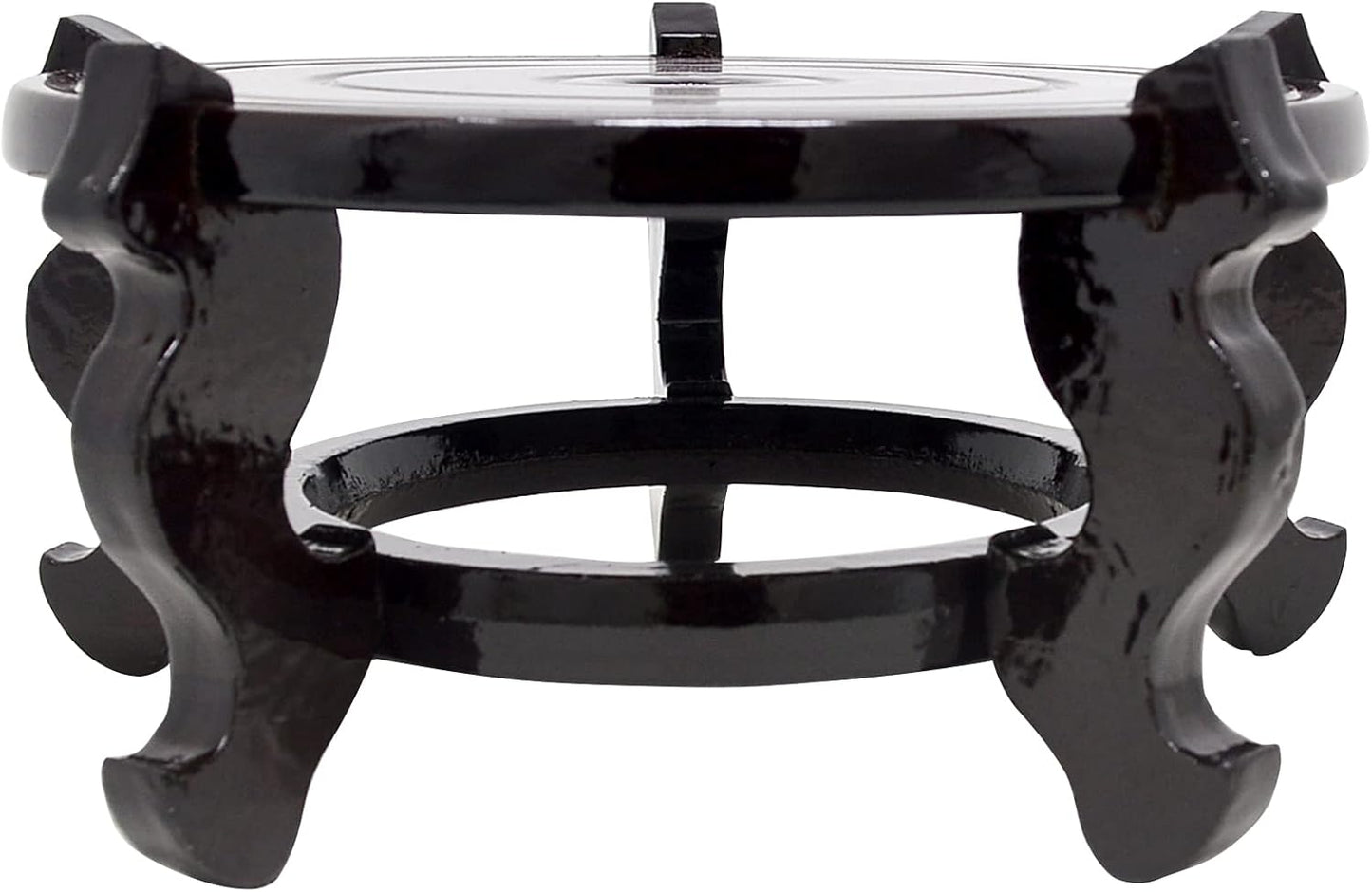 Feng Shui Chinese Wooden Fishbowl Planter Display Stand / 10 In