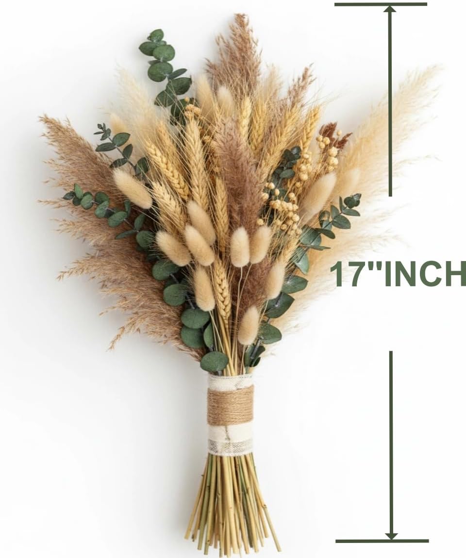 Pampas Grass & White Pampas Grass for Boho Baby Shower / Brown / Set of 355