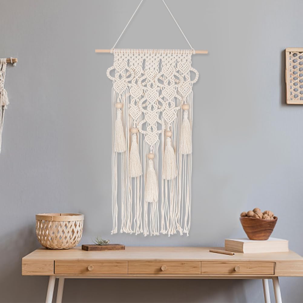 DIY Macrame Kit for Adults Beginners Bohemian Macrame Wall Hanging Ornament Creative Boho / White-8