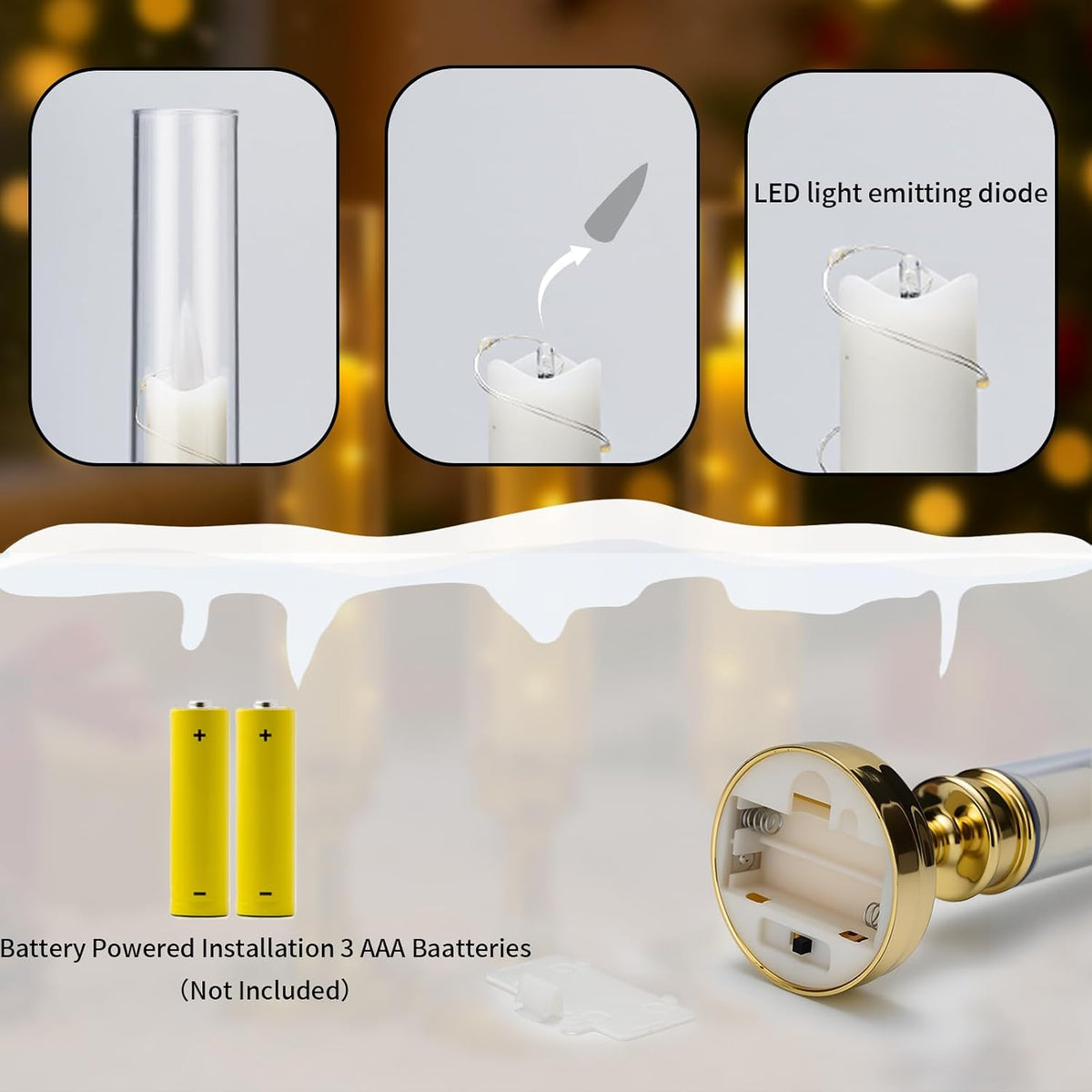 6PCS Flameless Candles with Timer, Flickering Fake Electric LED Candles for Romantic Ambiance, Battery Operated