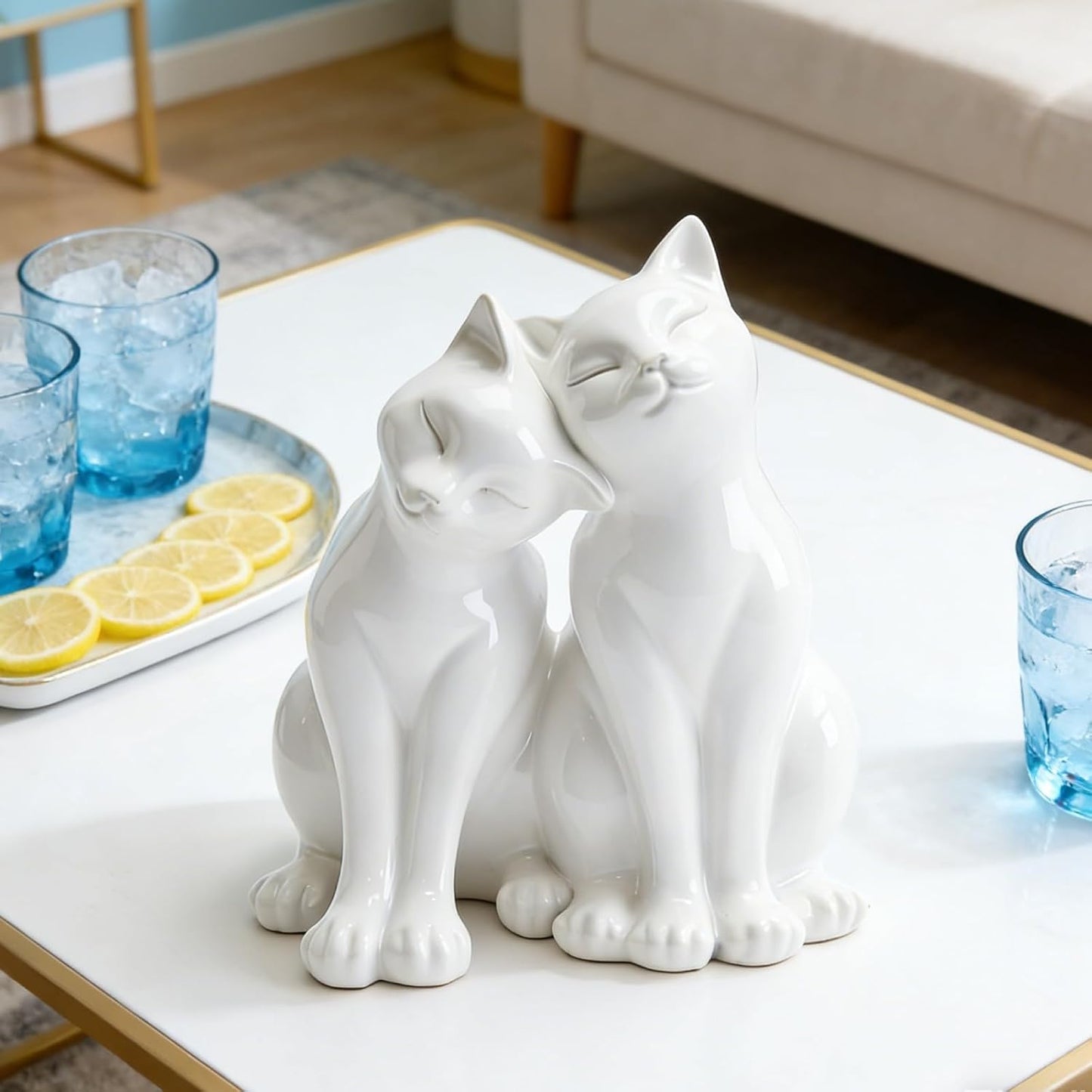 Cat Statues Home Decor Cat-Figurines / Couple Cat / 8.5 x 8 x 10.5