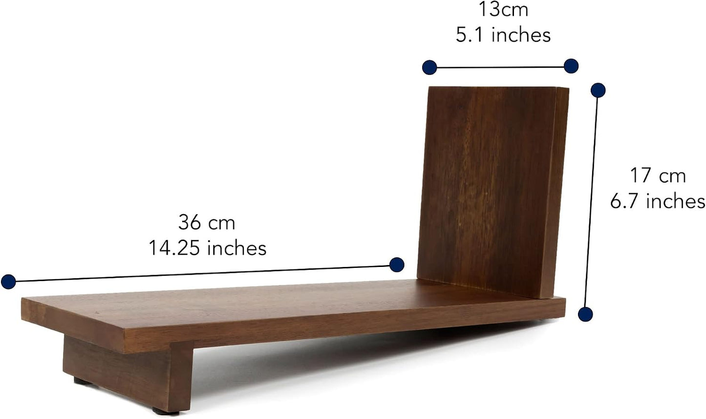 Desktop Wood Bookshelf Wooden Bookend / Brown Acacia