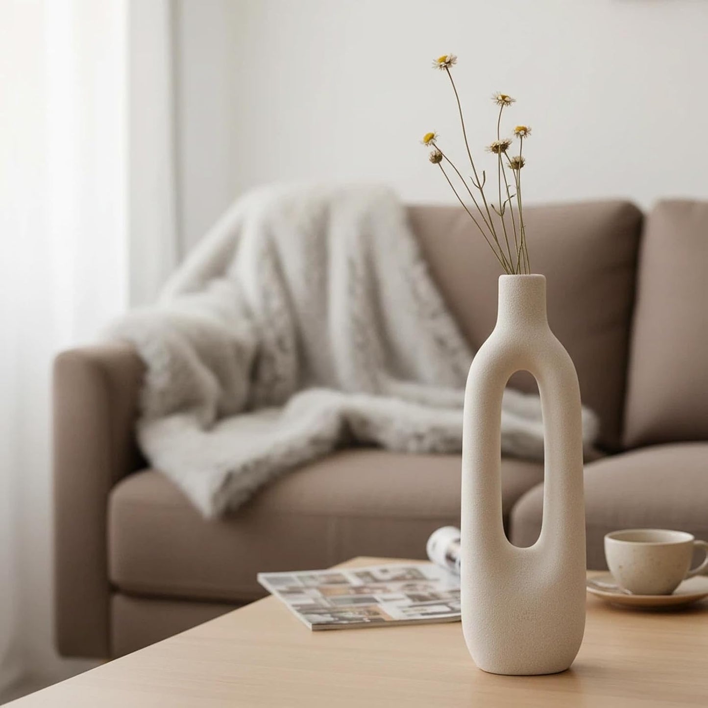 Modern Sculptural Farmhouse Vase / White A / 12 Inch