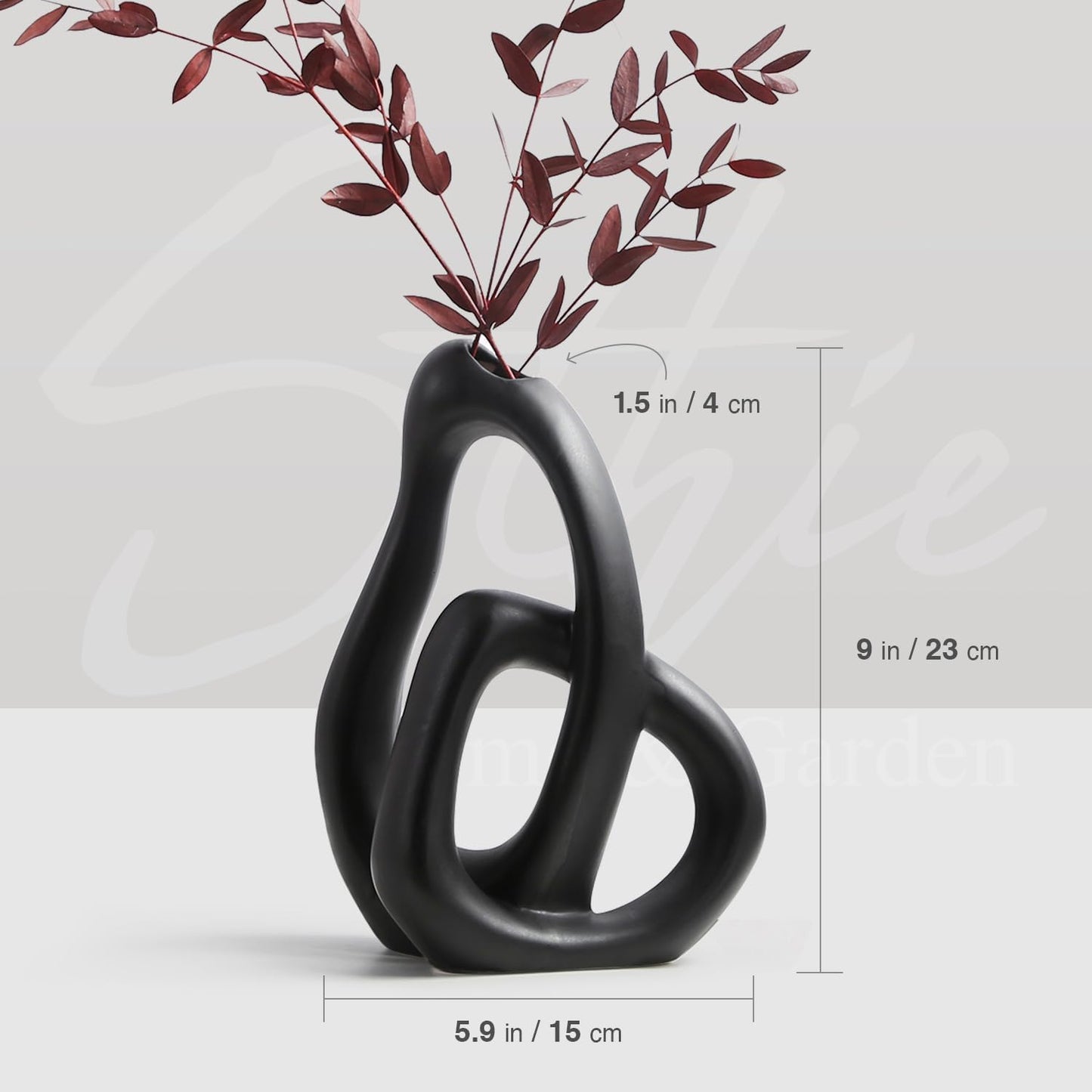 Modern White Ceramic Flower Vases / Black
